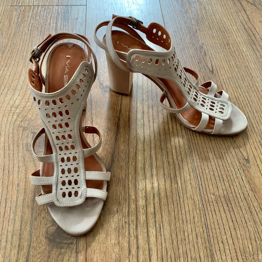 Via Spiga light tan sandal heel